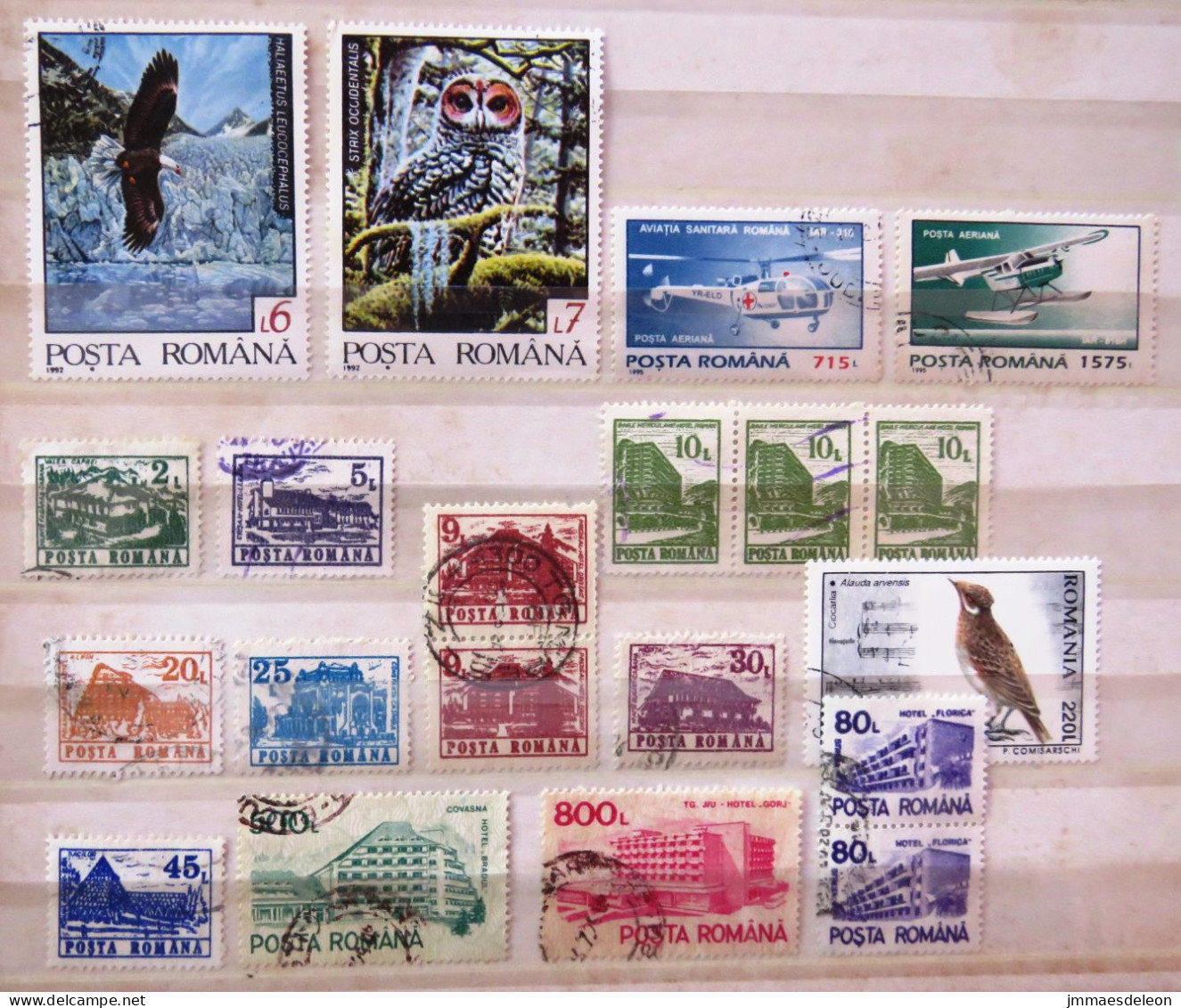 Rumania 1991 - 1996 Plane Red Cross Helicopter Birds Owl Buildings - Used Stamps