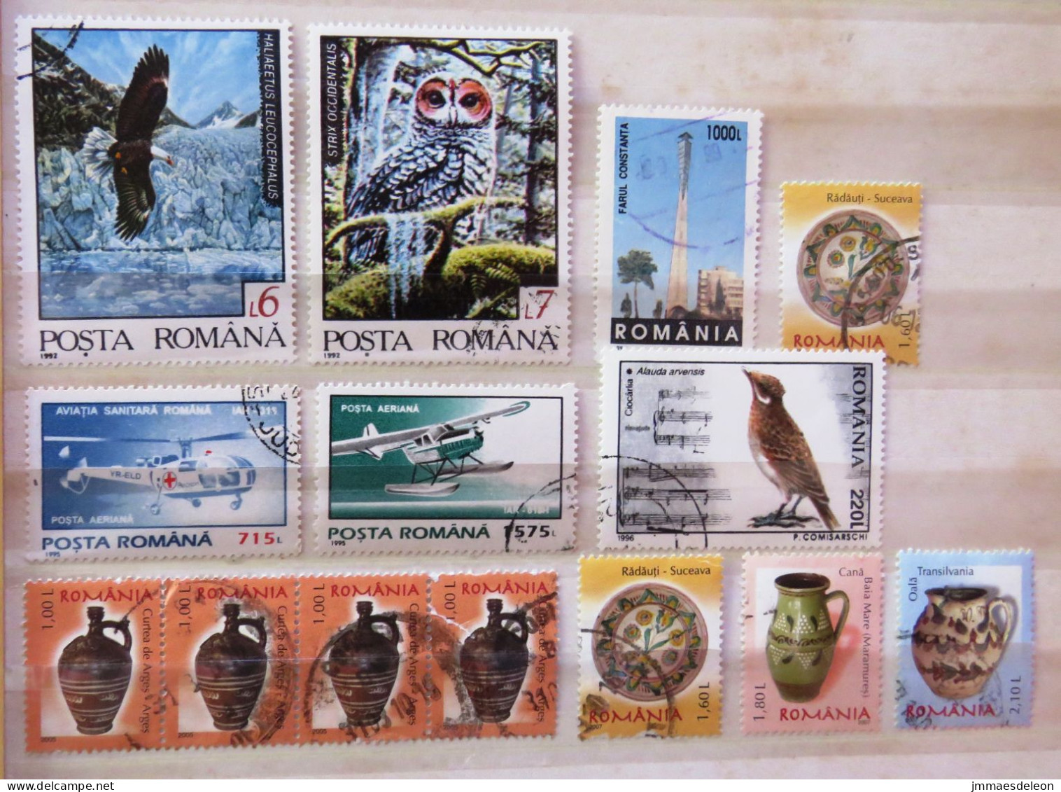 Rumania 1992 - 2007 Plane Red Cross Helicopter Birds Owl Ceramic  - Used Stamps