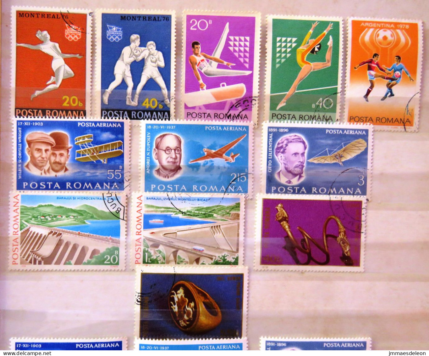Rumania 1976 - 1978 Planes Olympic Sports Boxing Football Electricity Dam - Used Stamps
