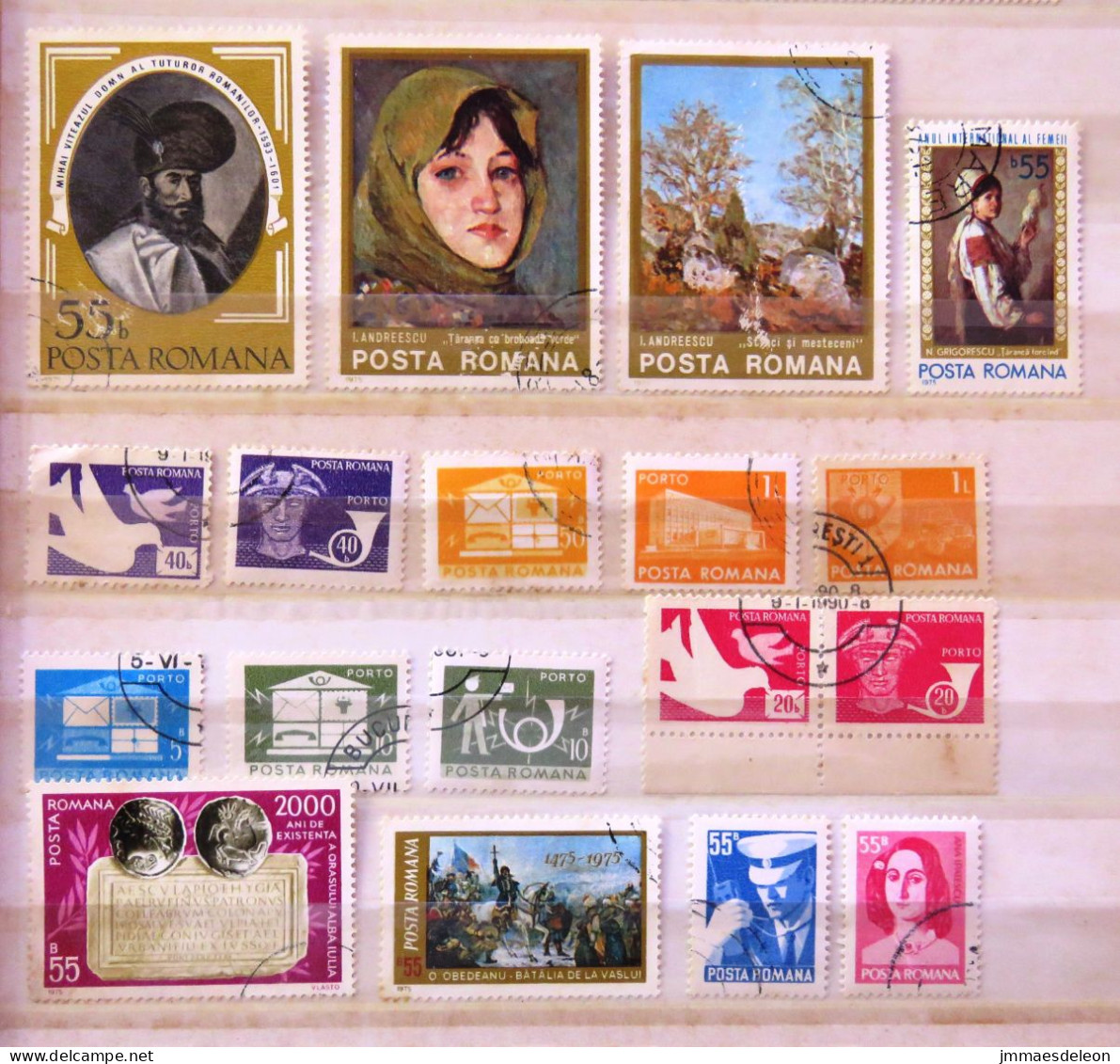 Rumania 1974 - 1975 Paintings Dove Porto Coins - Gebruikt
