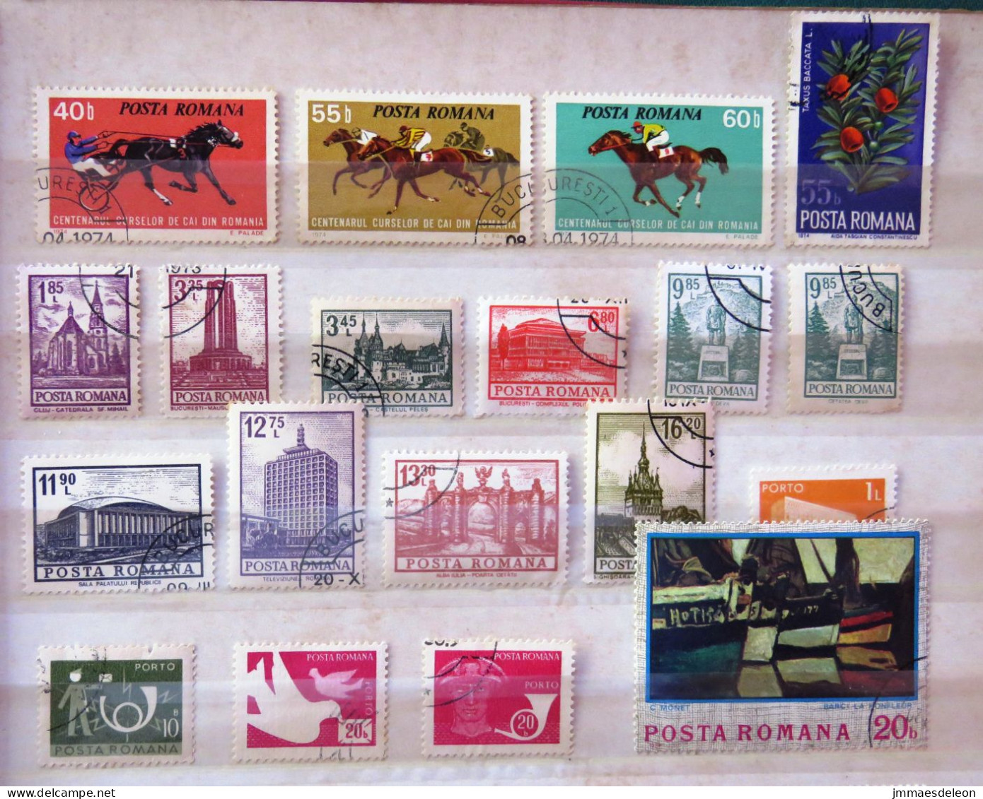 Rumania 1973 - 1974 Paintings Churches Buildings Monuments Sports Horses Flowers - Oblitérés