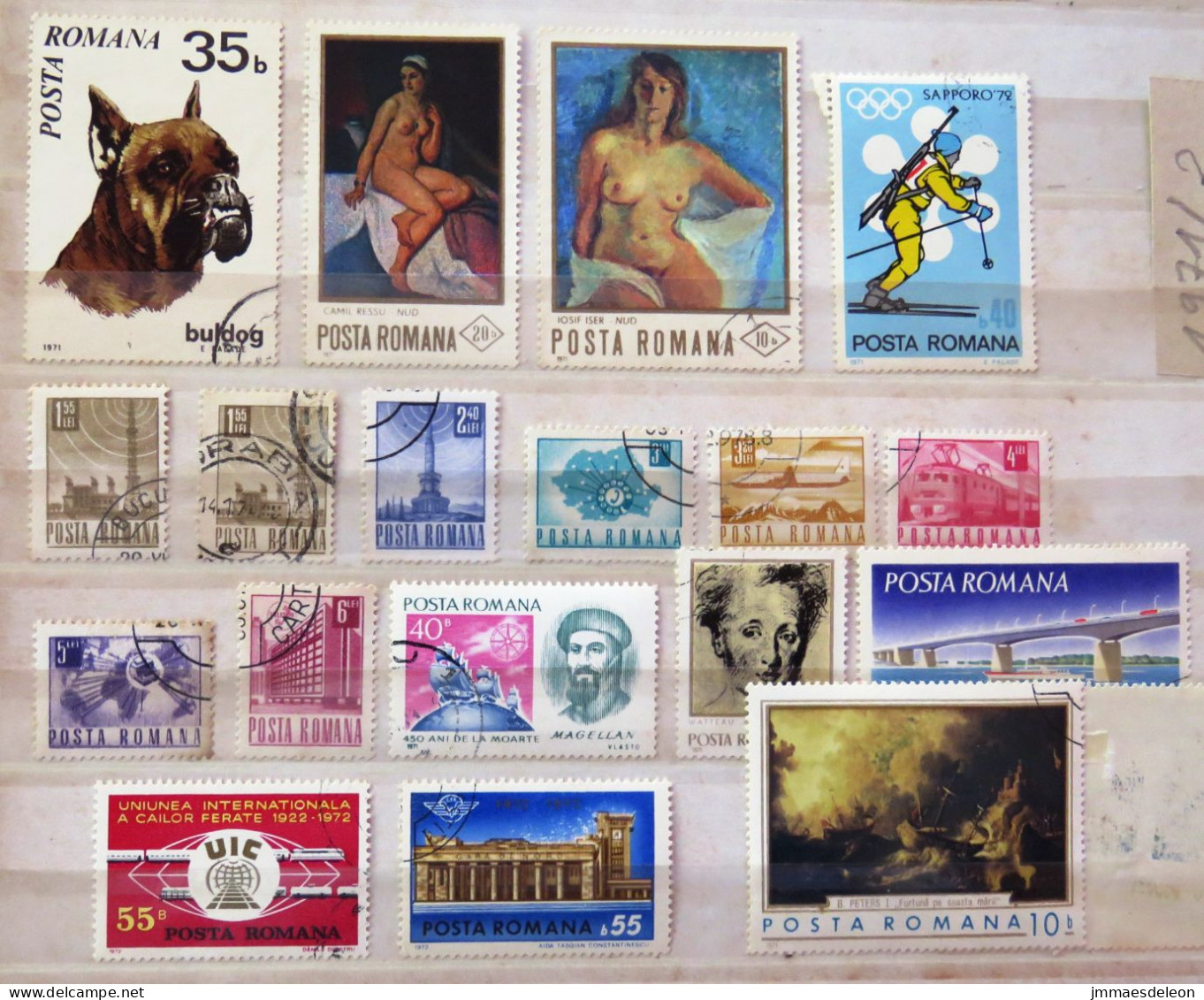 Rumania 1971 - 1972 Industry Radio Plane Tramway Paintings Nude Sport Olympic Ski Dog - Used Stamps