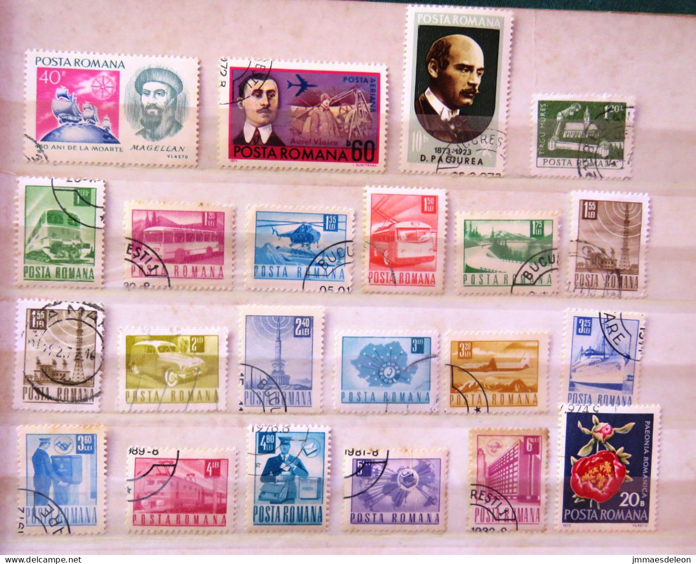 Rumania 1971 - 1973 Industry Phone Radio Plane Train Bus Ship Helicopter Tramway Flowers - Used Stamps