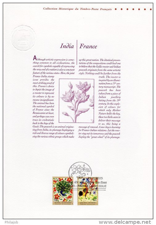 " FRANCE-INDE INDIA " Sur Document Philatélique Officiel (4 Pages)  N° YT 3629 3630 + Timbres Inde. A SAISIR ! - Emissions Communes