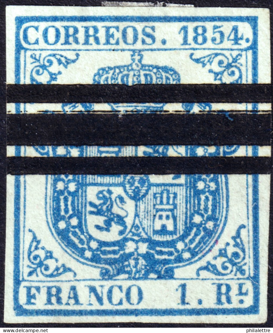 ESPAGNE / ESPANA / SPAIN - 1854 - Ed.34As 1r Azul Claro BARRADO - Muy Bonito (c.117€) - Usati