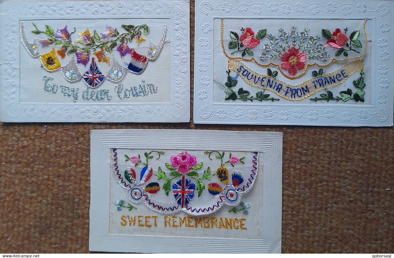 Embroidered Silk Postcards - Collections & Lots