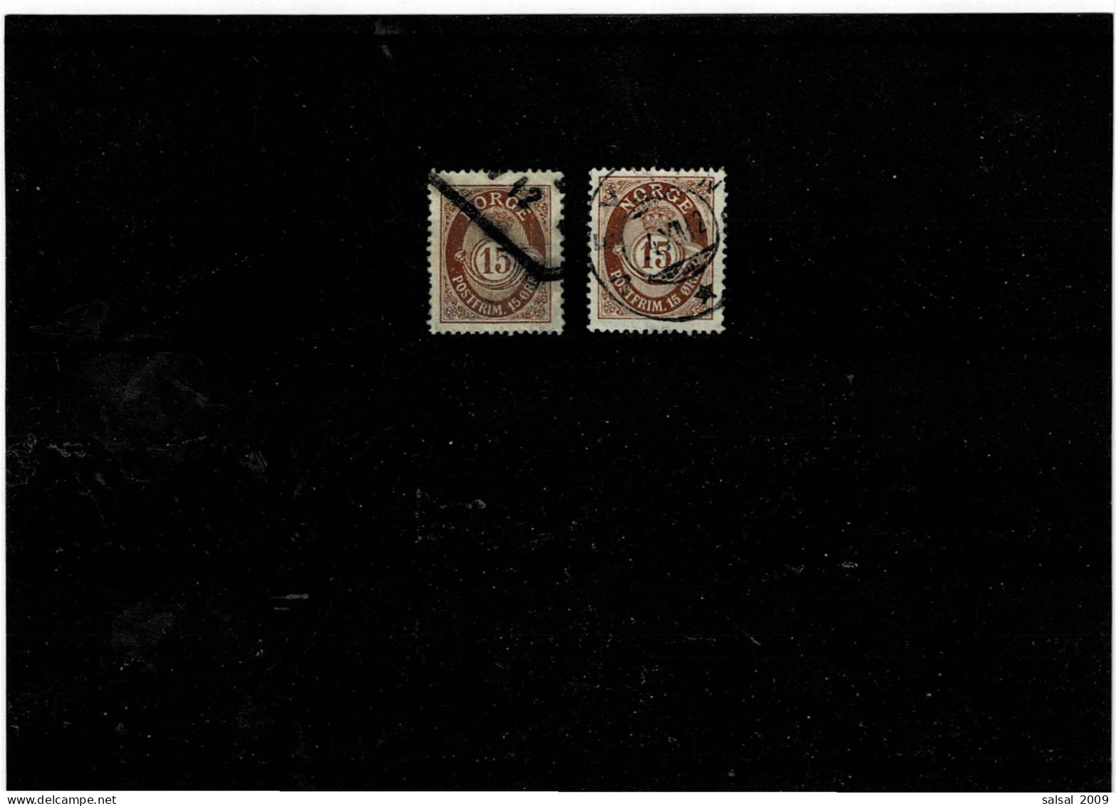 NORVEGIA ,"Corno Di Posta "15 Or. 2 Pezzi Usati ,qualita Ottima - Used Stamps