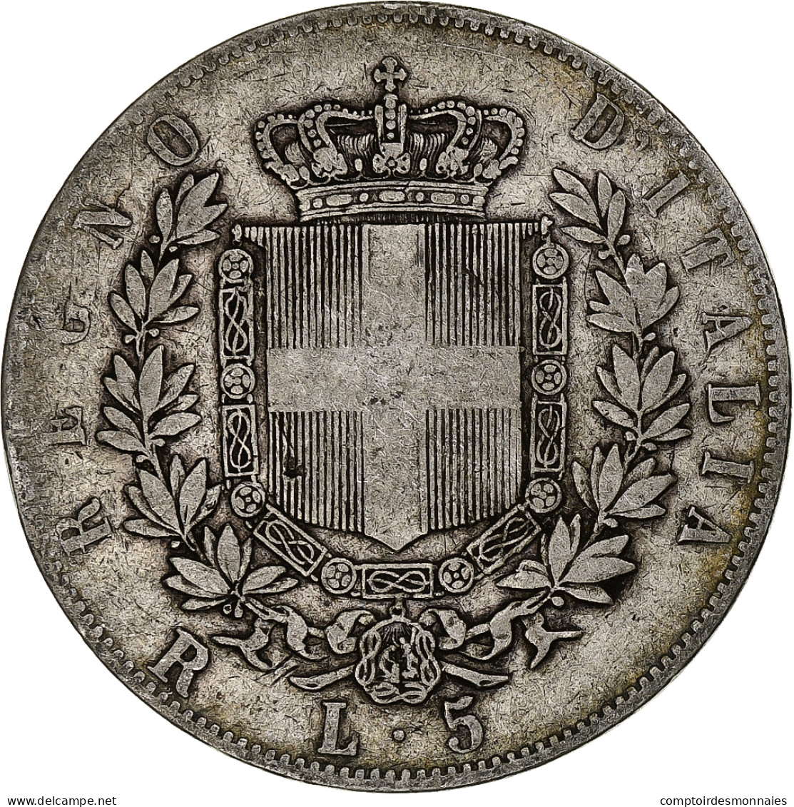 Italie, Vittorio Emanuele II, 5 Lire, 1878, Rome, Argent, TB, KM:8.4 - 1861-1878 : Victor Emmanuel II