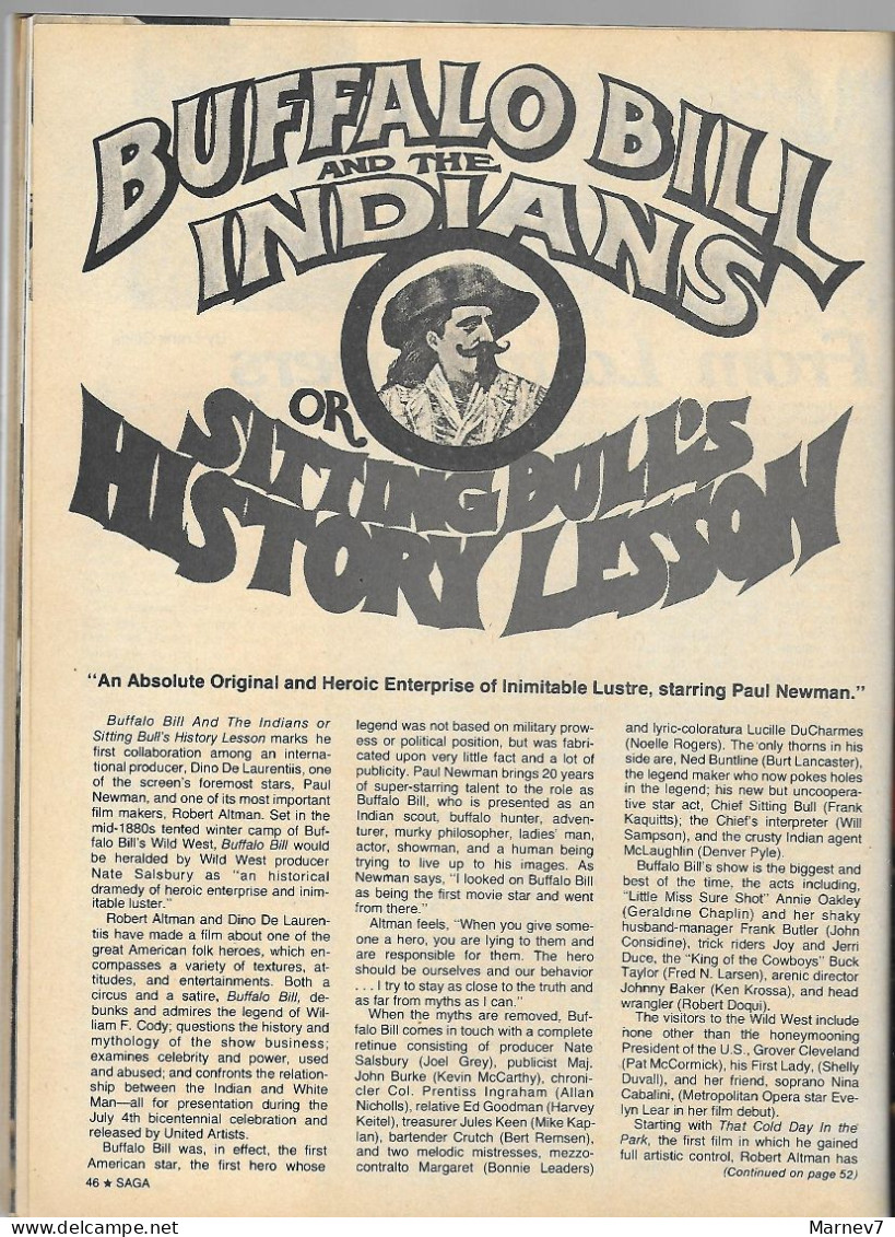 Revue SAGA - August Août 1976 - BUFFALO BILL And The Indians - Indiens - 1950-Maintenant