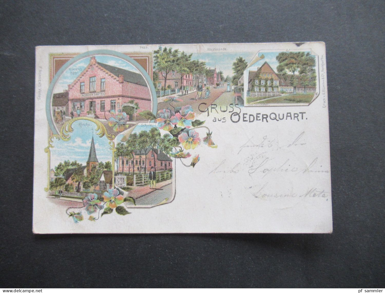 1898 DR Krone / Adler Litho Mehrbild AK Gruss Aus Oederquart F. Norden's Verlag Stempel K1 Oederquart Nach Otterndorf - Stade