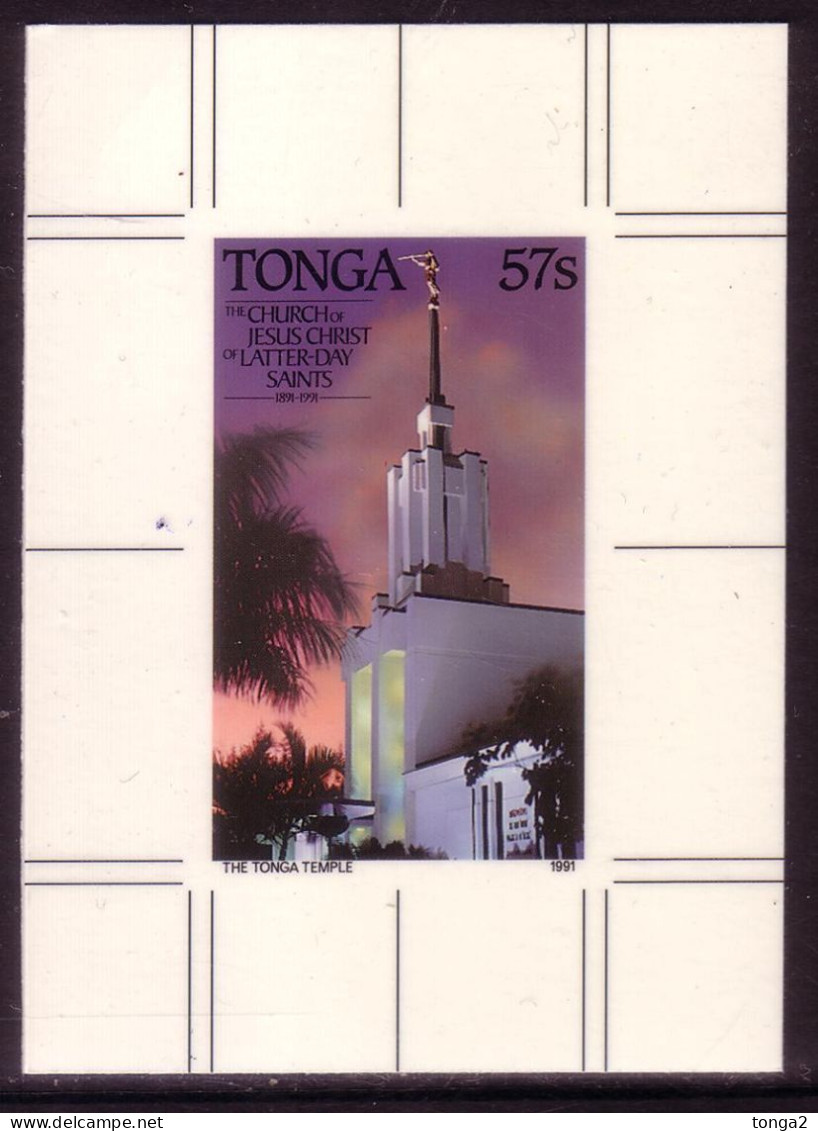 TONGA Cromalin Proof 1991 - Church Of The Latter Day Saints - Mormon Temple Shown - 5 Exist - Tonga (1970-...)