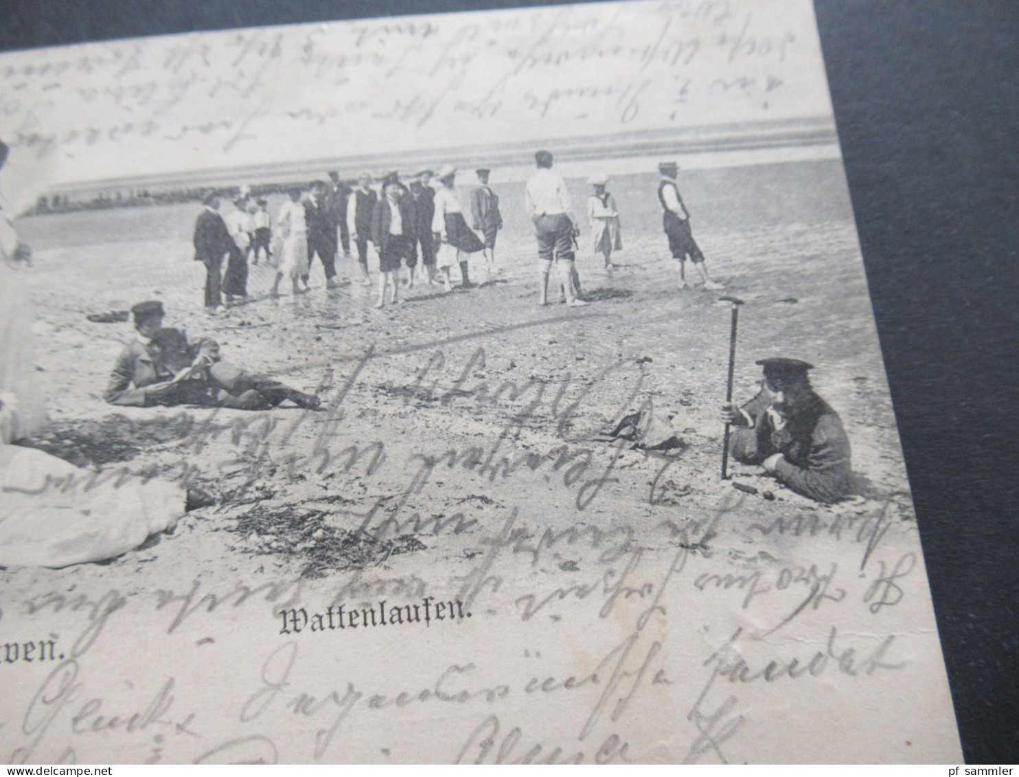 DR 1905 AK Nordseebad Cuxhaven Wattenlaufen / Badegäste Kunstverlag Alb. Fick Mit Ank. Stp. KOS Midlum - Cuxhaven