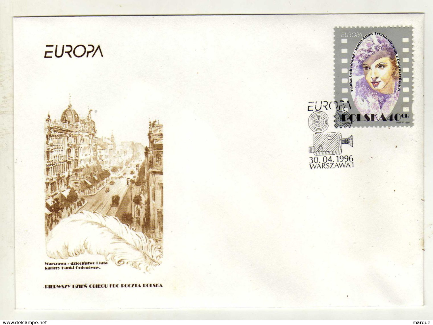 Enveloppe 1er Jour POLOGNE POLSKA Oblitération WARSZAWA 1 30/04/1996 - FDC