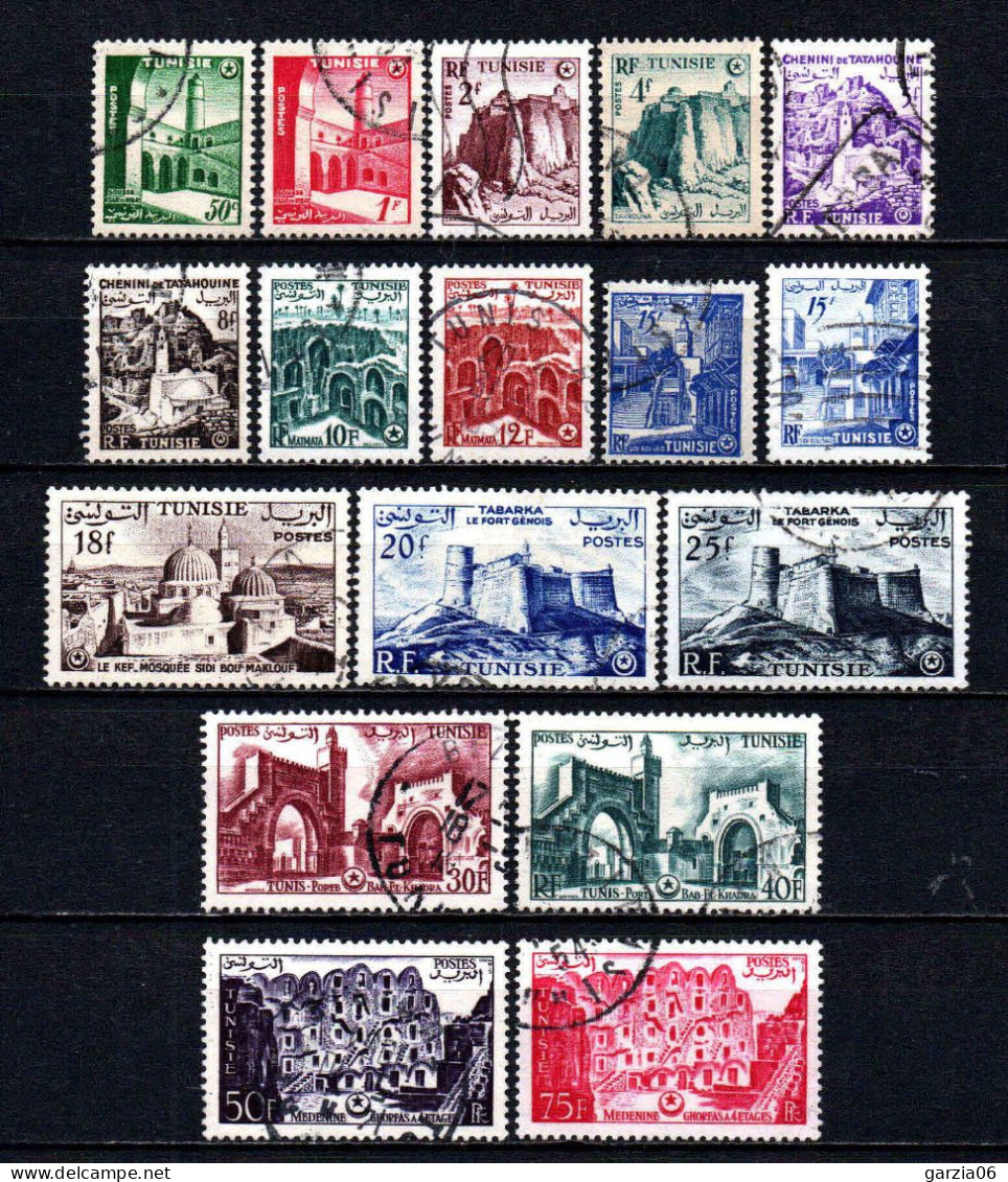 Tunisie  - 1954 - Sites  - N° 366 à 382 - Oblit - Used - Usados