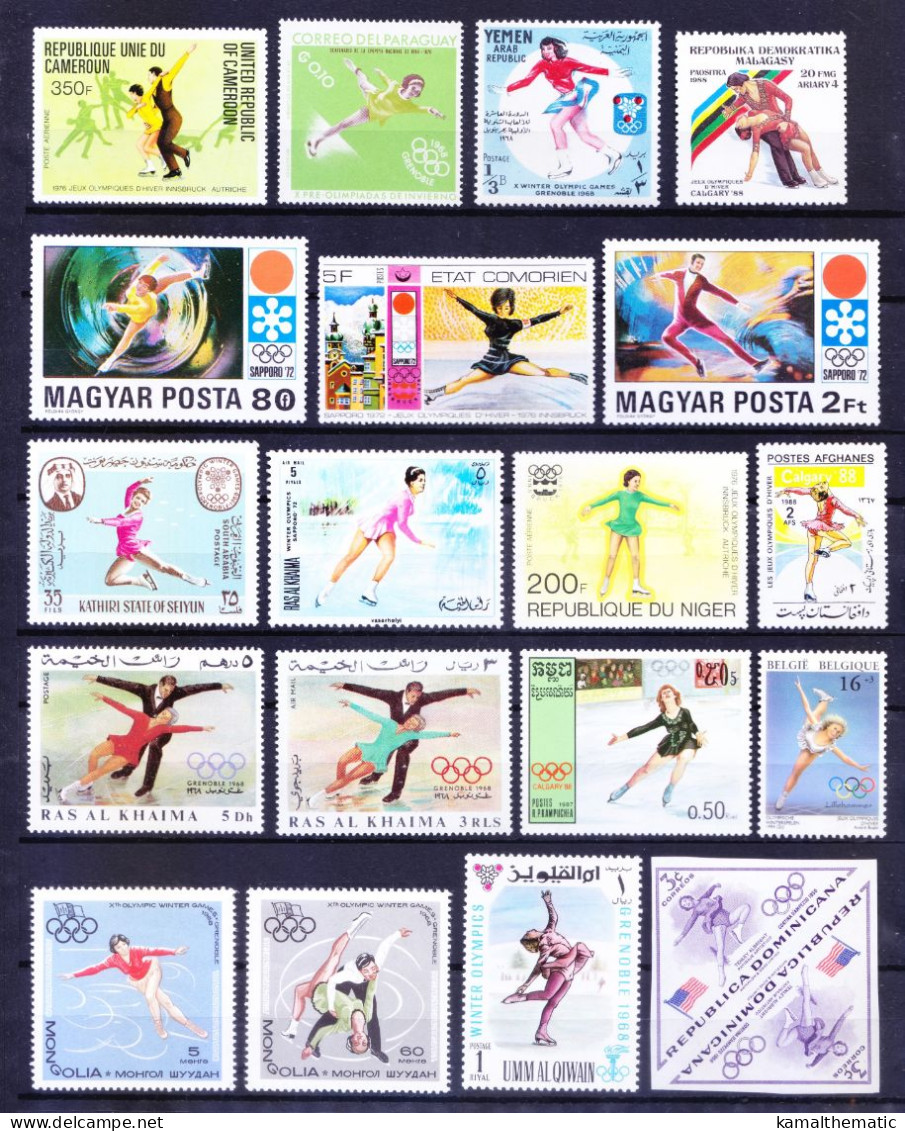 Figure Skating, Winter Sports Olympics, 50 Different MNH Stamps, Rare Collection - Figure Skating