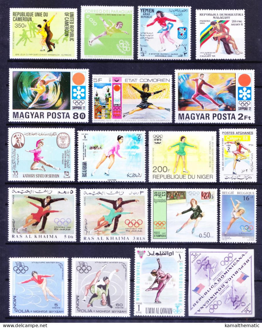 Figure Skating, Winter Sports Olympics, 50 Different MNH Stamps, Rare Collection - Pattinaggio Artistico