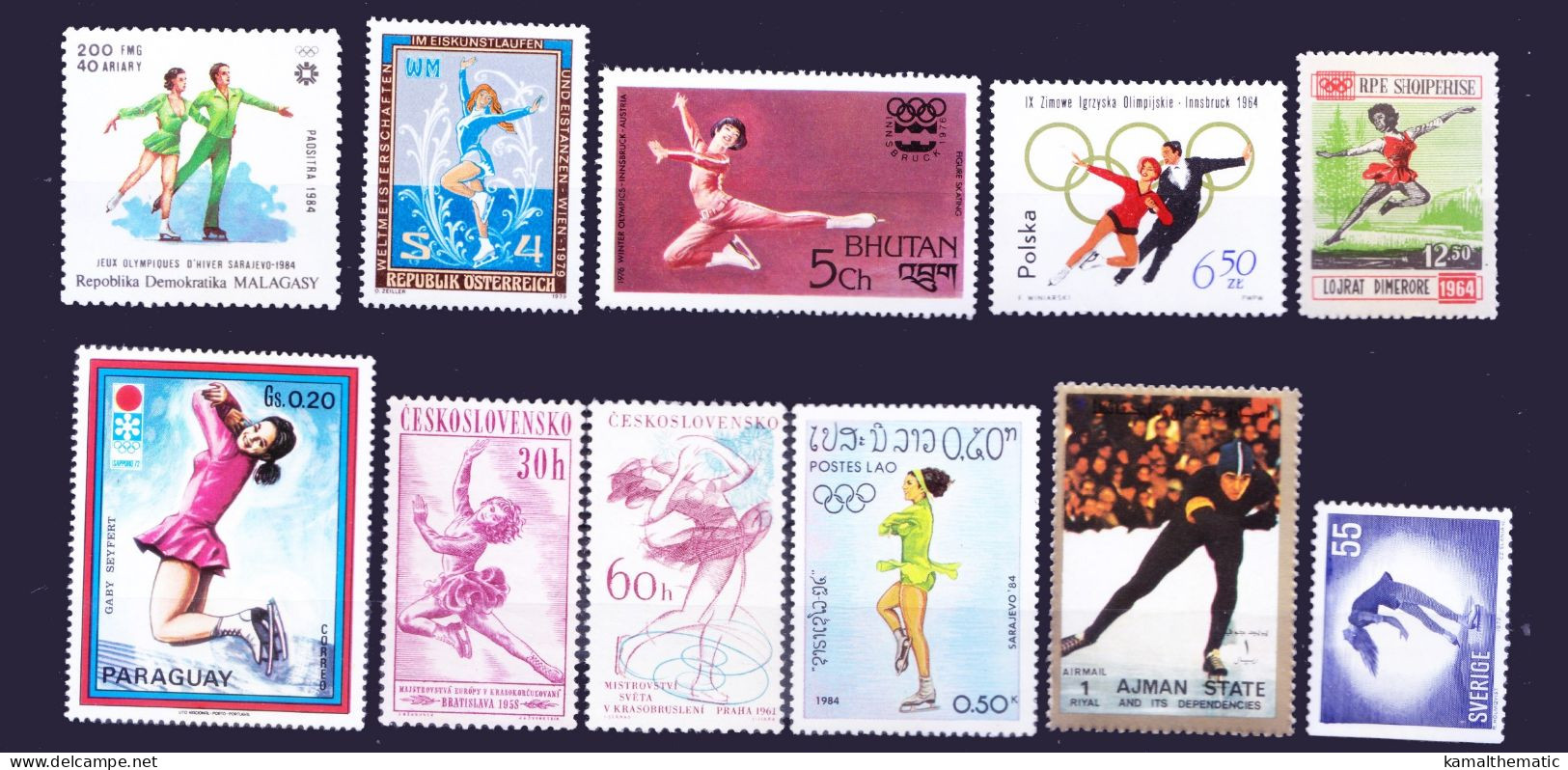 Figure Skating, Winter Sports Olympics, 50 Different MNH Stamps, Rare Collection - Figure Skating