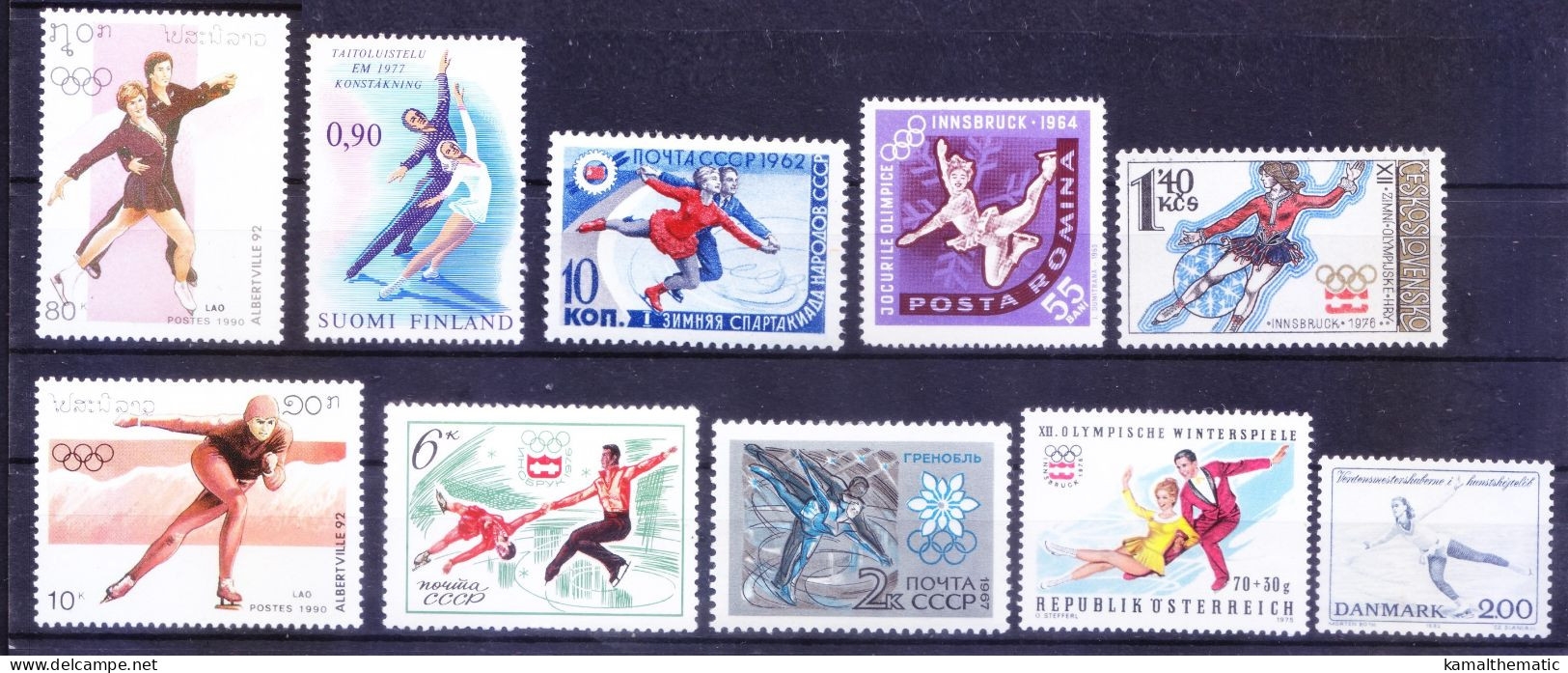 Figure Skating, Winter Sports Olympics, 50 Different MNH Stamps, Rare Collection - Patinage Artistique