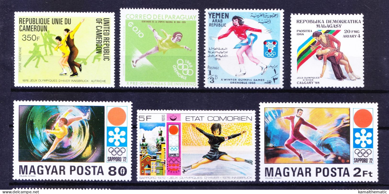 Figure Skating, winter sports Olympics, 50 Different MNH stamps, Rare collection