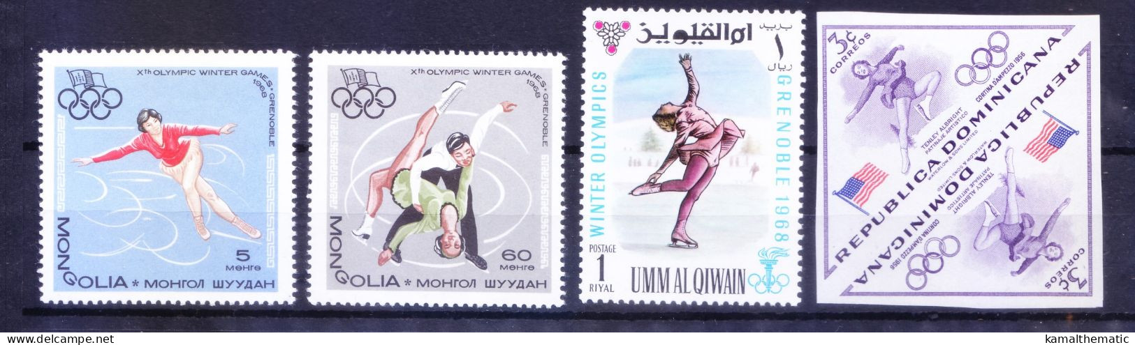 Figure Skating, winter sports Olympics, 50 Different MNH stamps, Rare collection