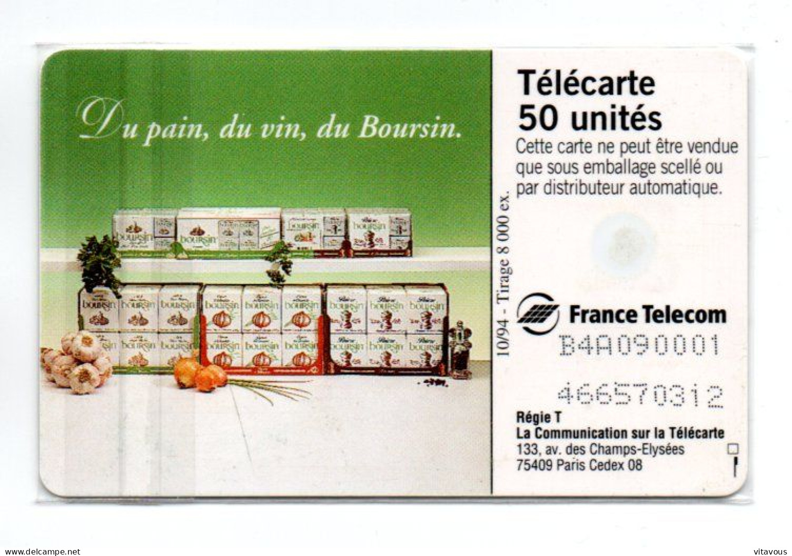 EN 1047 Boursin  Fromage Télécarte FRANCE 50 Unités Phonecard  (D 1016) - 50 Unità  