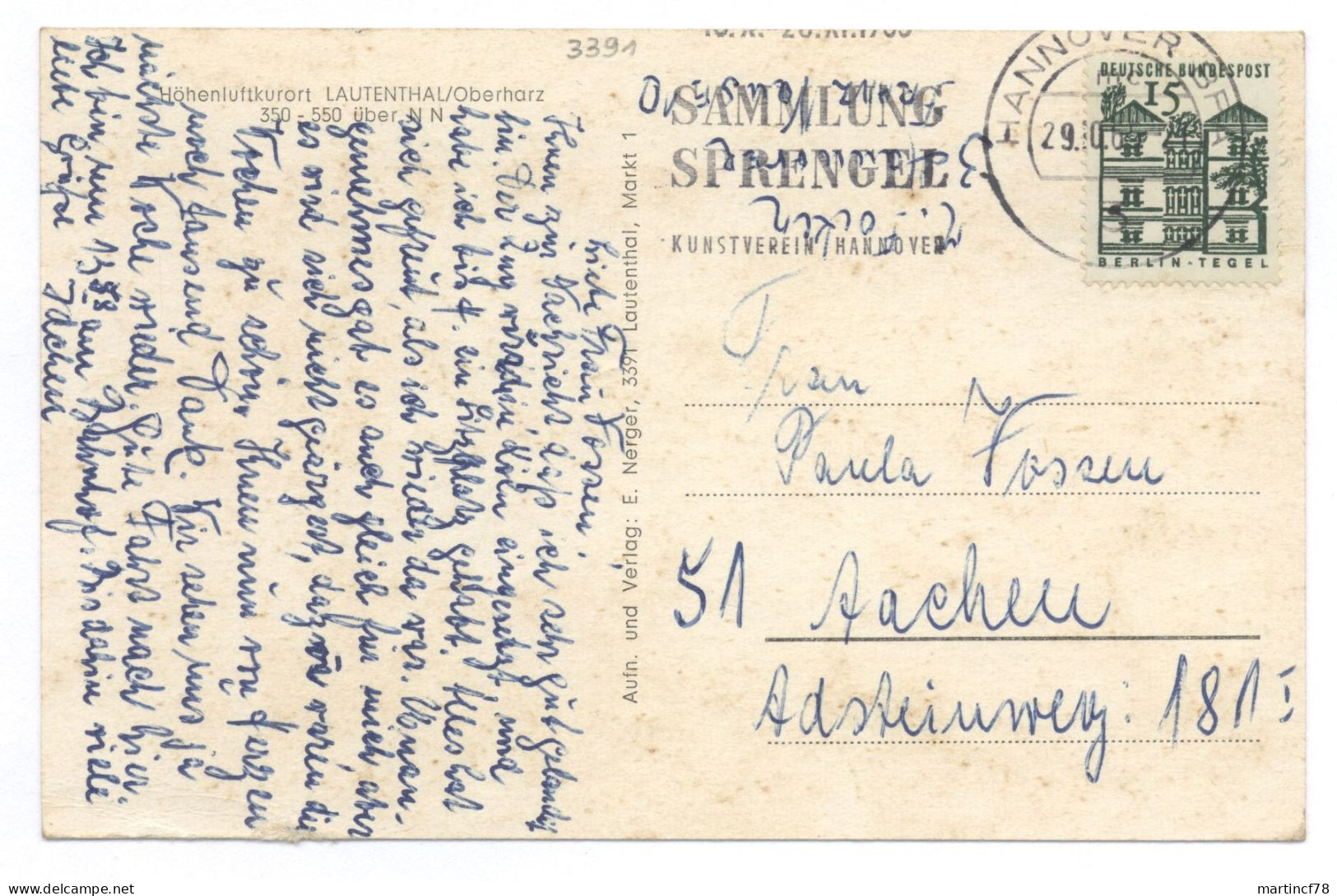 3391 Hohenluftkurort Lautenthal Oberharz 350 - 550 über N N Gel. 1965 - Bestoßen, Starker Eckknick - Oberharz