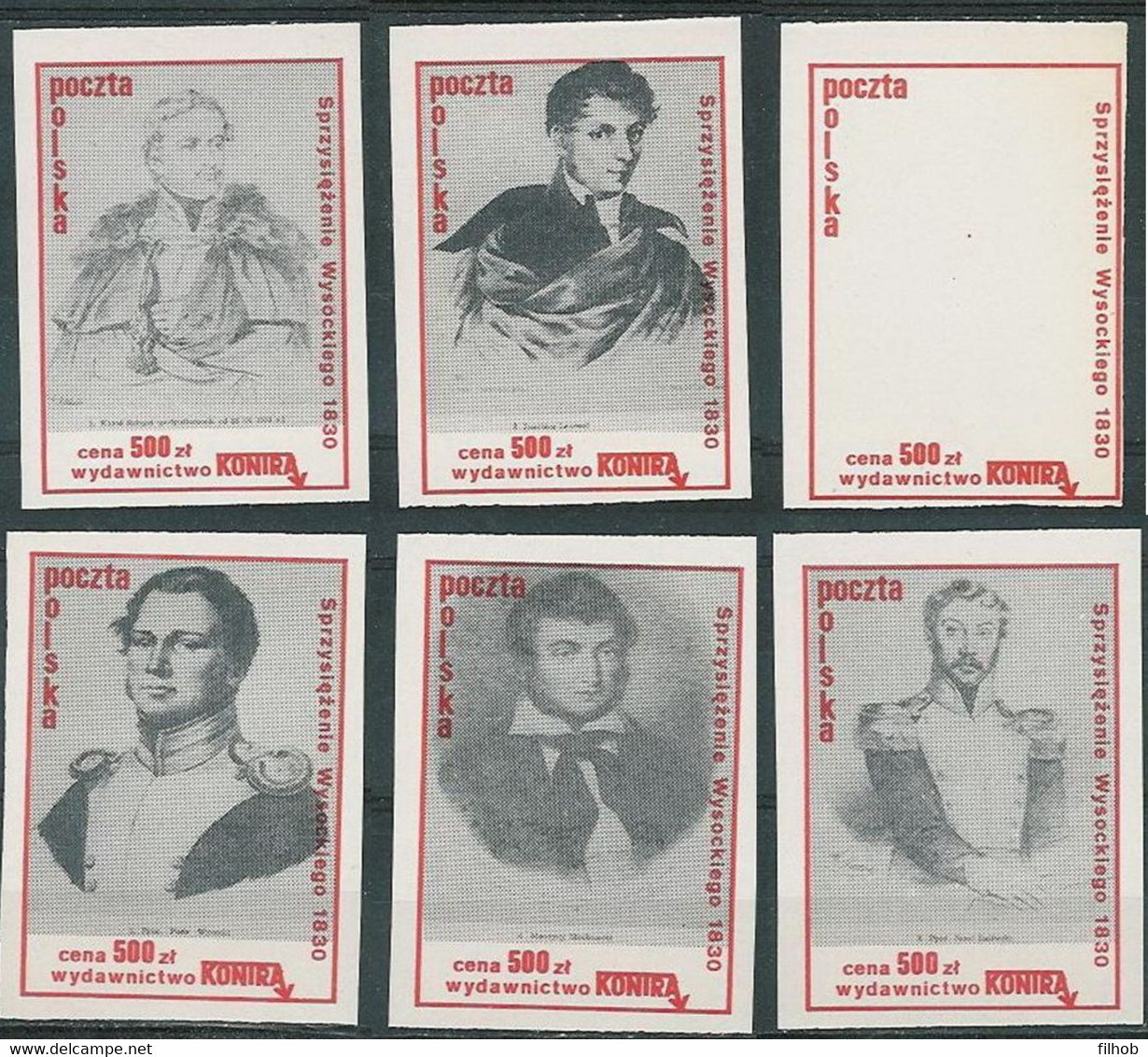 Poland SOLIDARITY (S190): KONTRA  Wysocki Conspiracy 1830 (set 6 Pcs) - Vignettes Solidarnosc