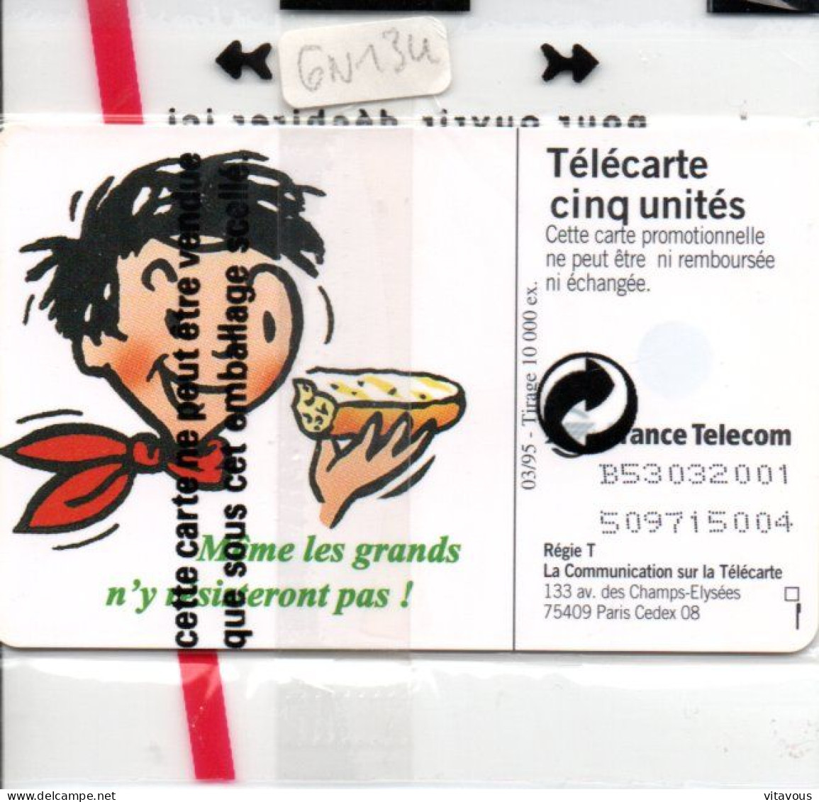 GN 134 Boursin  Fromage Télécarte FRANCE 5 Unités NEUVE LUXE Nsb Phonecard  (D 1017) - 5 Einheiten