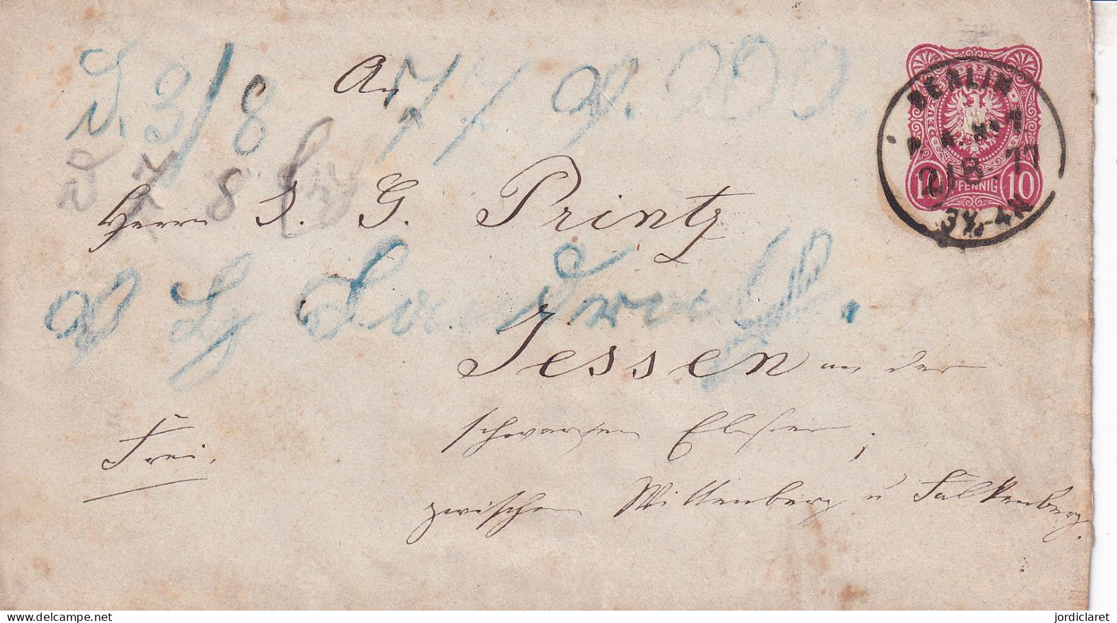 POSTKARTE 1877  BERLIN A JESSEN - Briefe