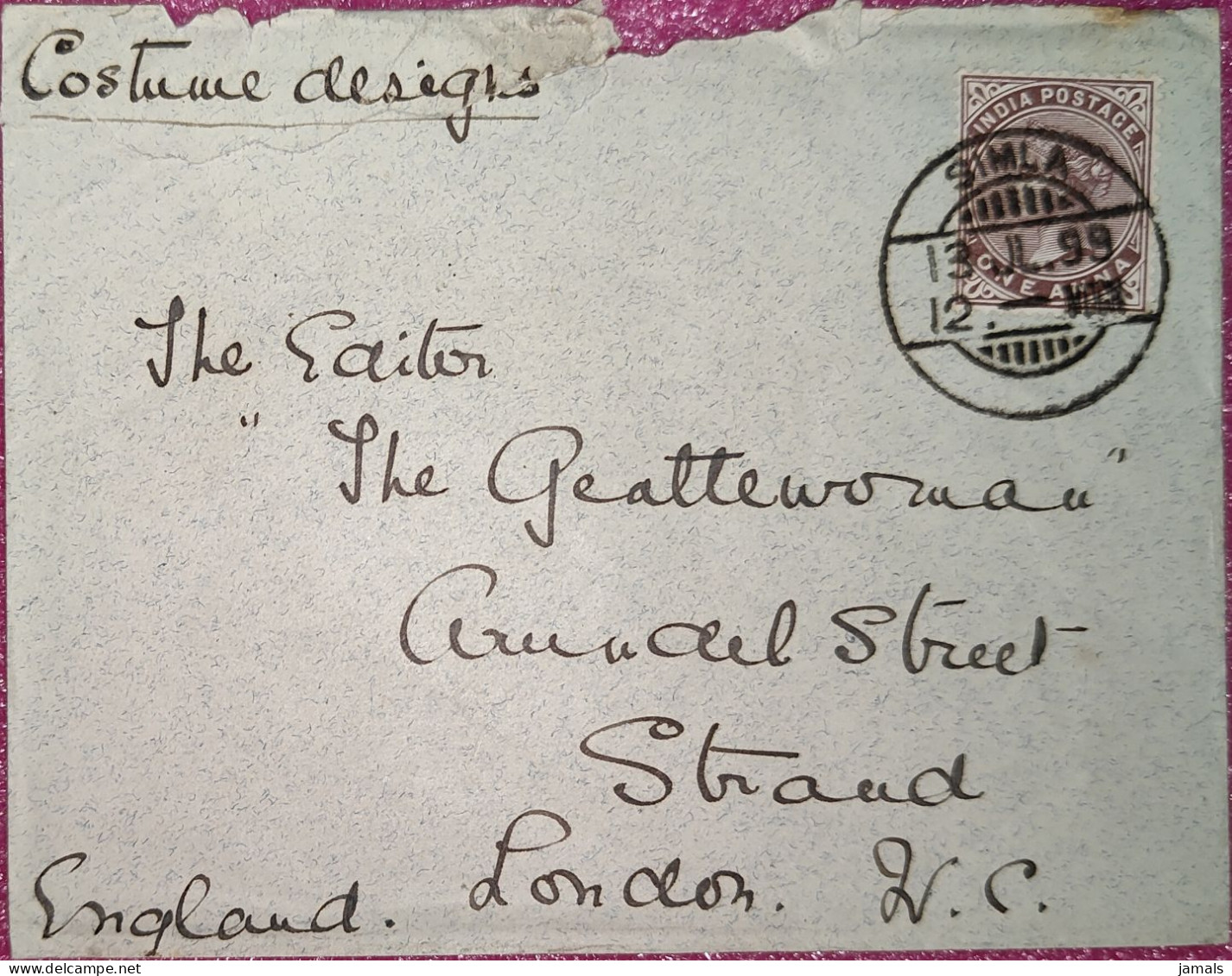 Br Queen Victoria Used On Cover, Sea Post Office, Simla Postmark As Scan - 1882-1901 Impero