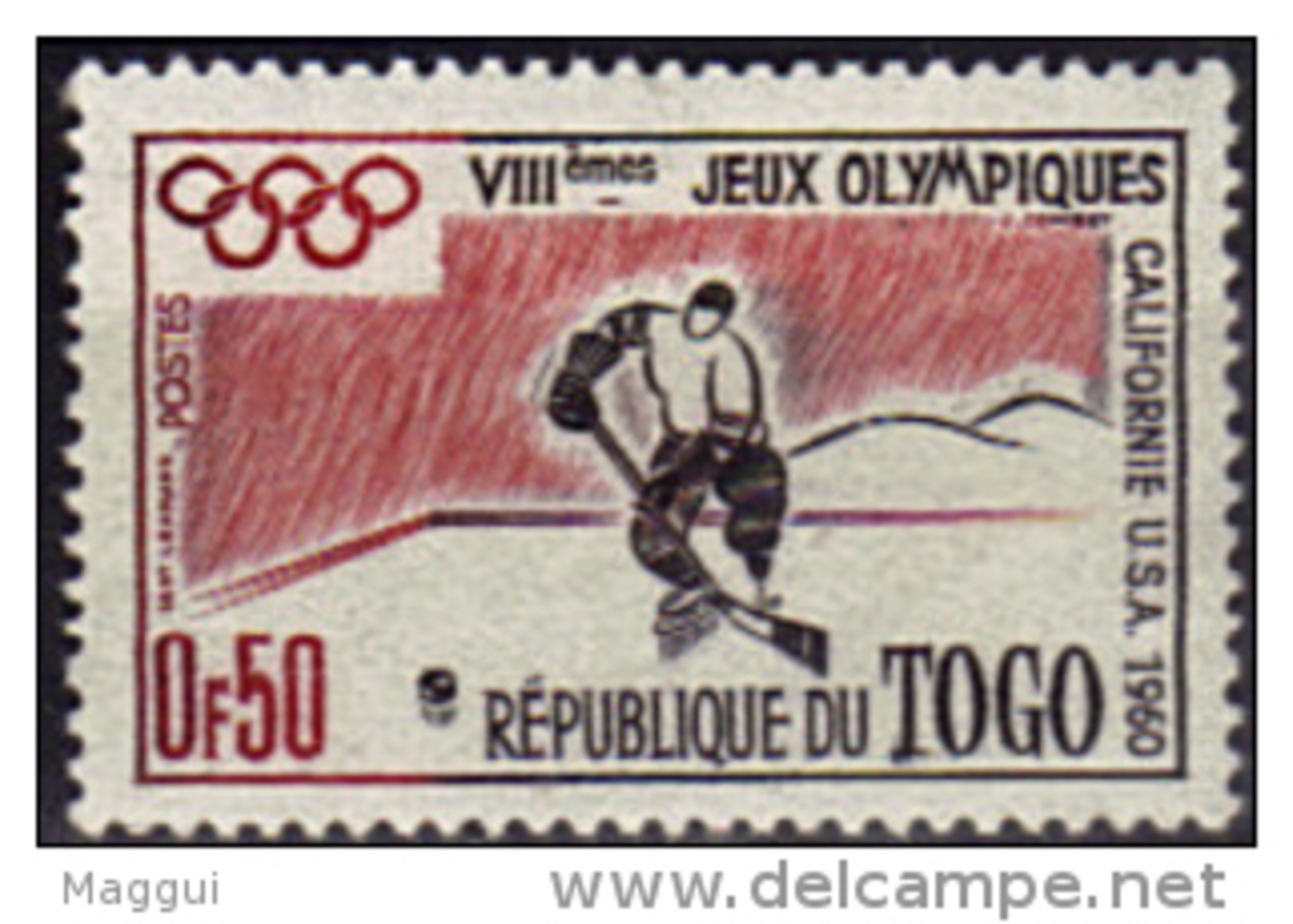 TOGO   N° 301   * *   JO 1960      Hockey Sur Glace - Eishockey