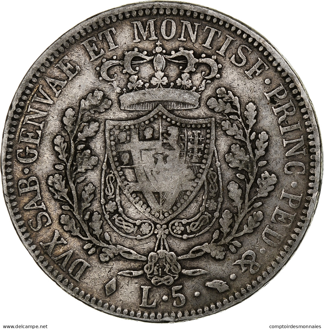 États Italiens, SARDINIA, Carlo Felice, 5 Lire, 1826, Turin, Argent, TB+ - Piémont-Sardaigne-Savoie Italienne