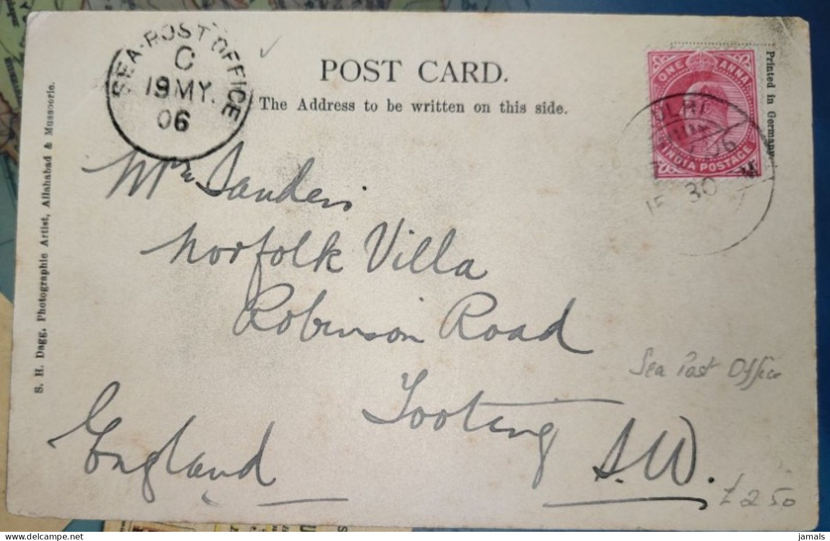 Br India King Edward, Used On Picture Postcard, Sea Post Office Postmark Inde - 1902-11 Koning Edward VII