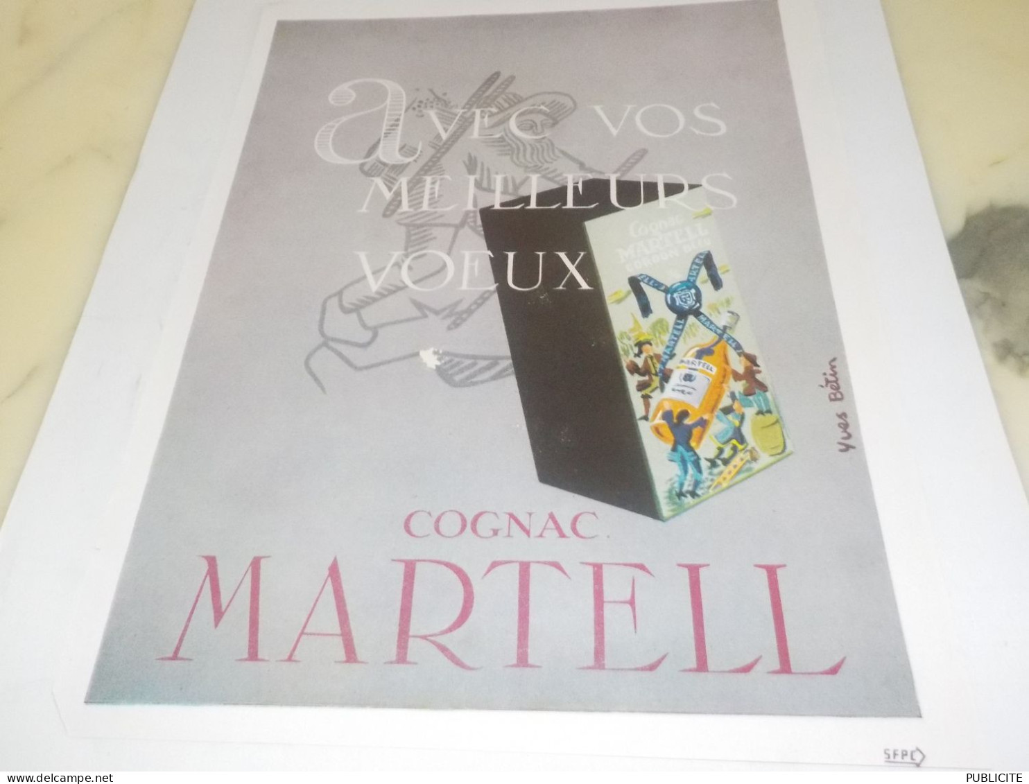 ANCIENNE PUBLICITE  MEILLEURS VOEUX COGNAC  MARTELL 1952 - Alcohols