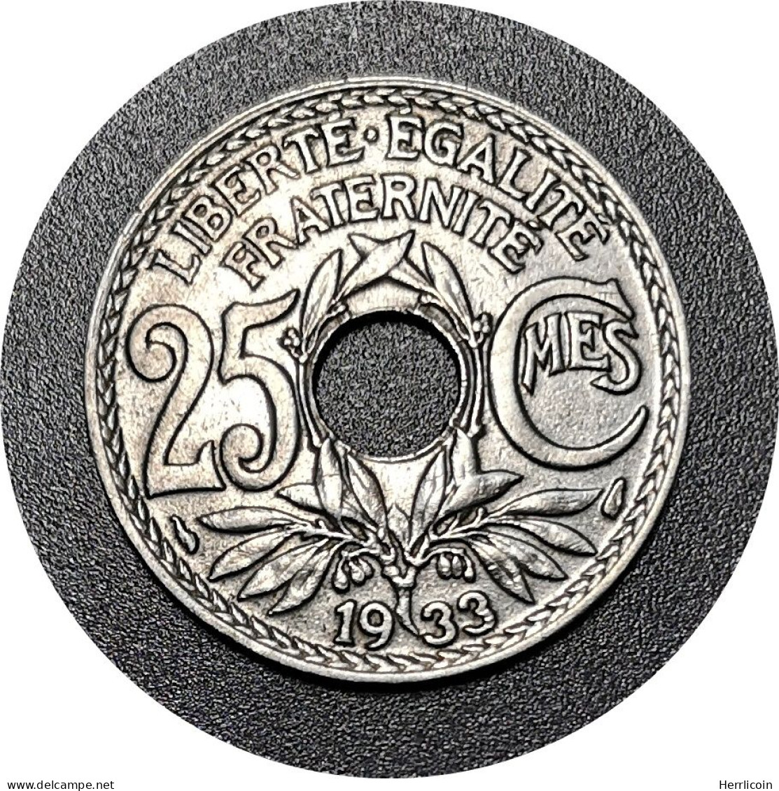 1933 - 25 Centimes Lindauer Non Souligné, Cupronickel - France [KM#867a] - 25 Centimes