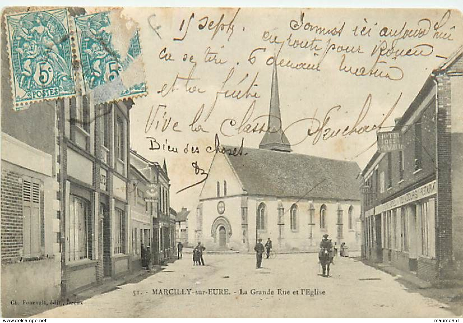 27 MARCILLY  SUR EURE - La Grande Rue Et L'Eglise - Marcilly-sur-Eure