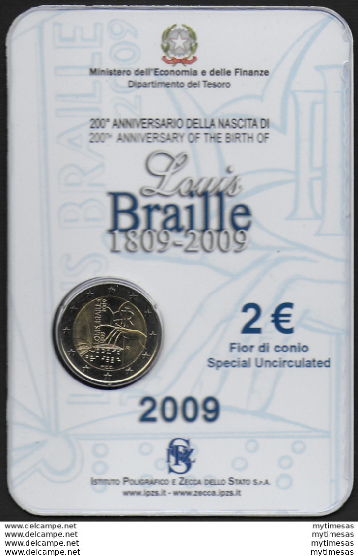 2009 Italia € 2,00 Louis Braille FDC - Italia