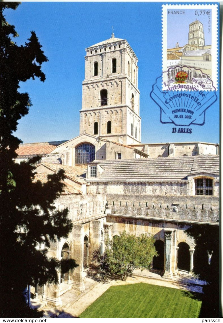 Primatiale St-Trophime - Les Chemins De St J. De Compostelle - Carte Maximum 1er Jour 2012 - ARLES - FRANCE - Abbayes & Monastères