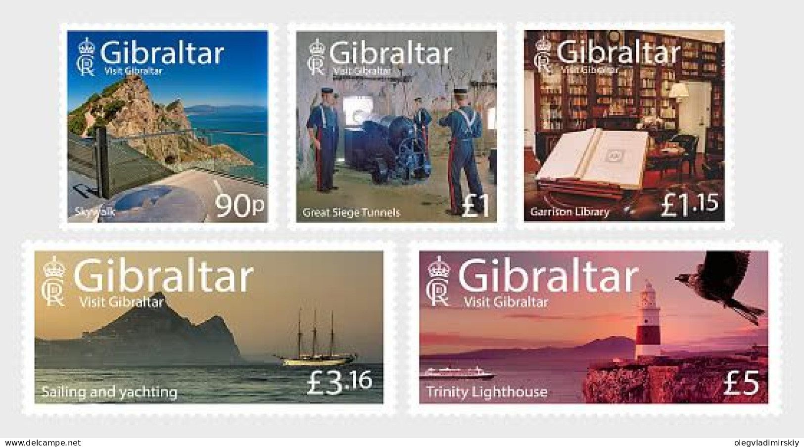 Gibraltar 2023 Visit To Rock Lighthouse Sail Ship Tourist Route Skywalk Set Of 5 Stamps MNH - Géographie