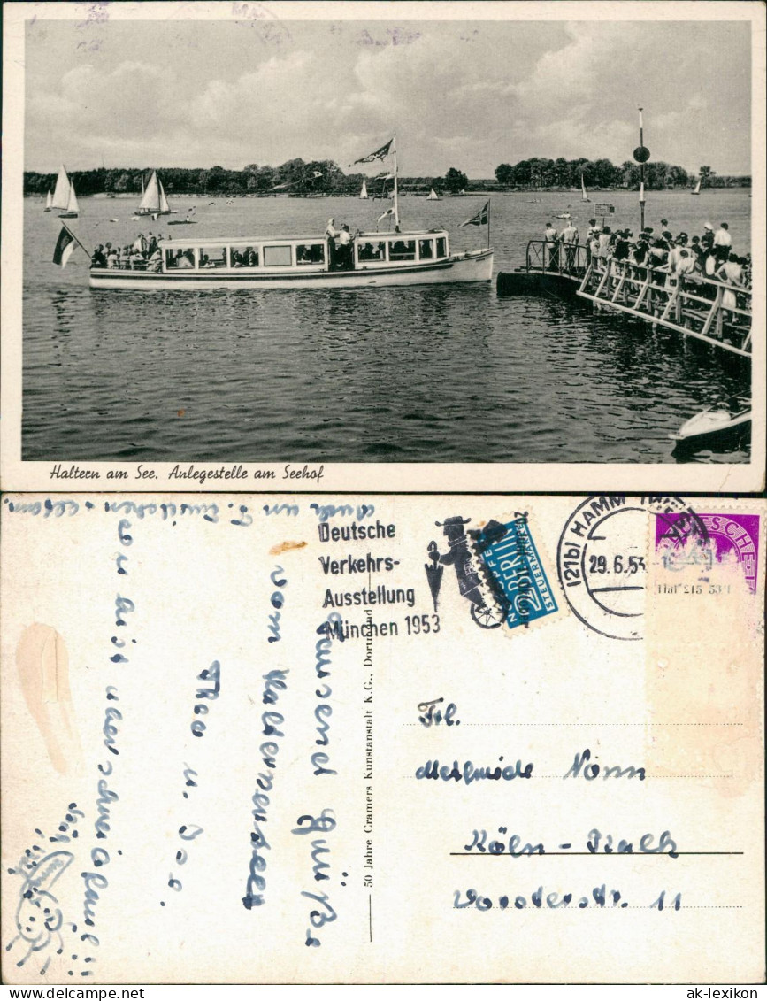 Ansichtskarte Haltern Am See Schiff Anlegestelle Am Seehof 1953 - Haltern