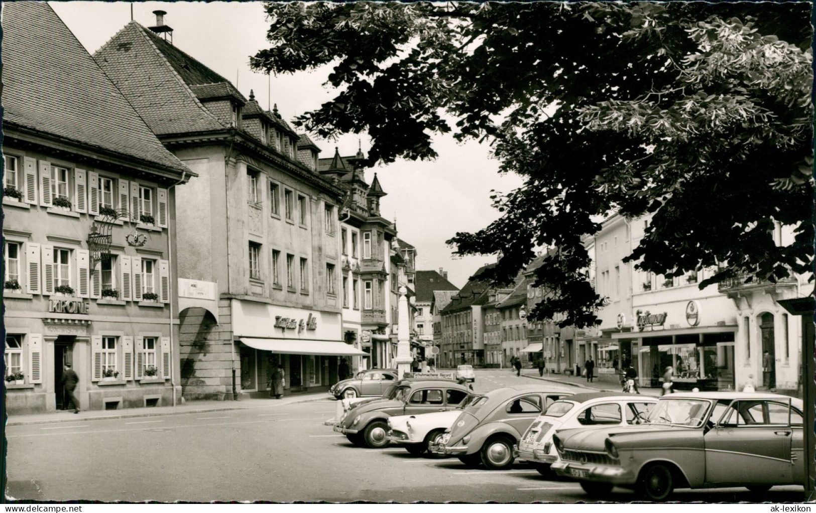 Ansichtskarte Schopfheim Straße, Konditorei, Geschäfte - VW Käfer 1962 - Schopfheim