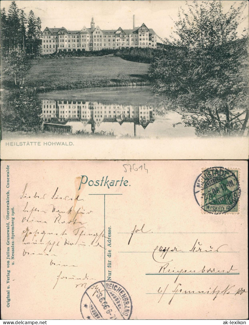 Ansichtskarte Hohwald (Sachsen) Heilstätte Hohwald Im See Spiegelnd 1912 - Hohwald (Sachsen)