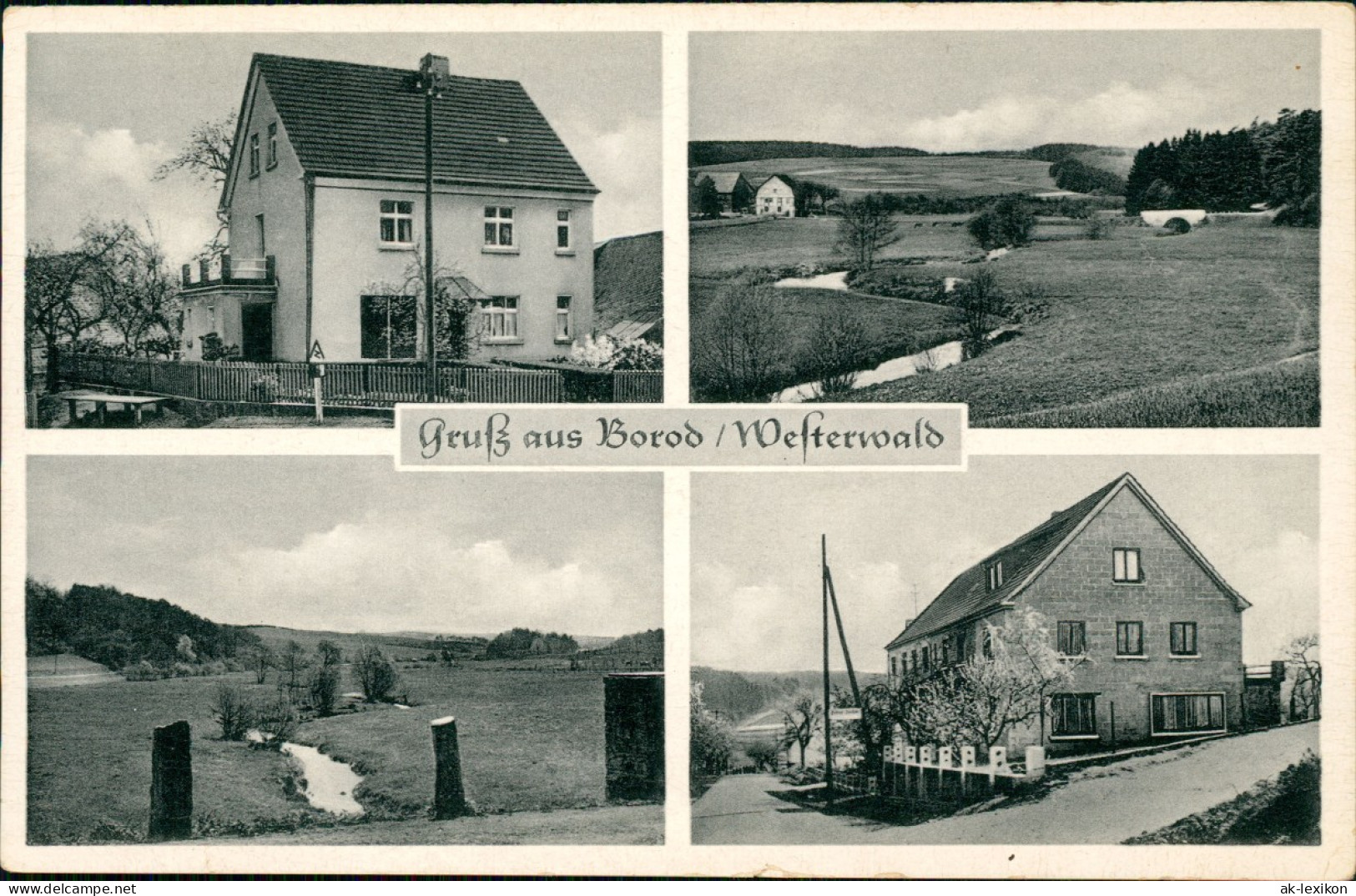 Ansichtskarte Borod Westerwald-Hachenburg 4 Bild Straßen Und Häuser 1954 - Hachenburg