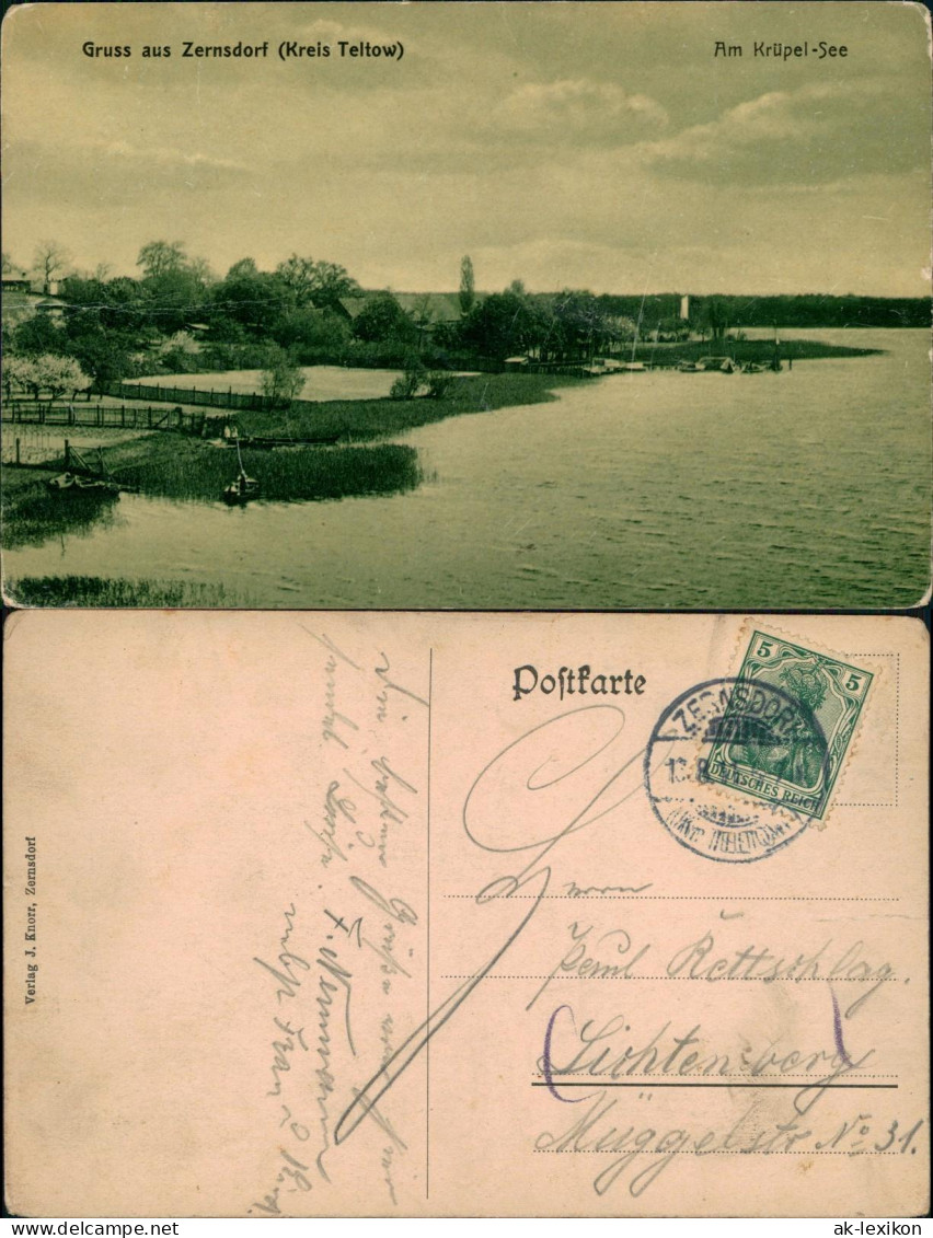 Zernsdorf-Königs Wusterhausen Krüpel-See, Häuser Und Angler 1911 - Koenigs-Wusterhausen