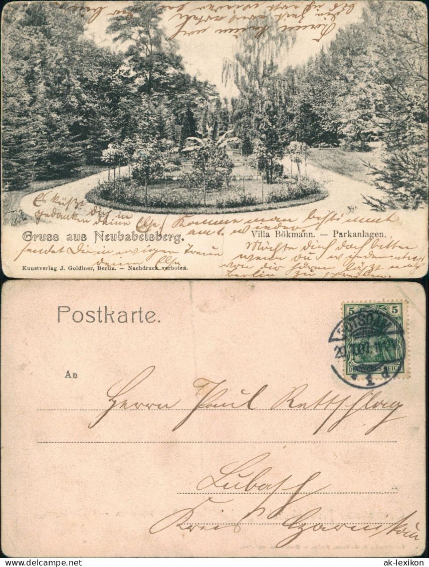 Ansichtskarte Babelsberg-Potsdam Villa Bökmann - Parkanlage 1907 - Wannsee