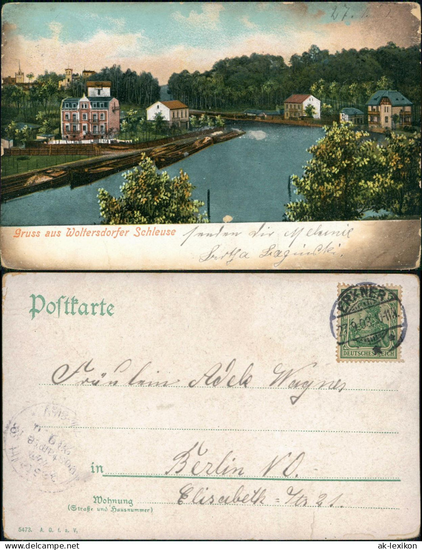 Woltersdorf Woltersdorfer Schleuse, Häuser - Künstlerkarte 1903 - Woltersdorf