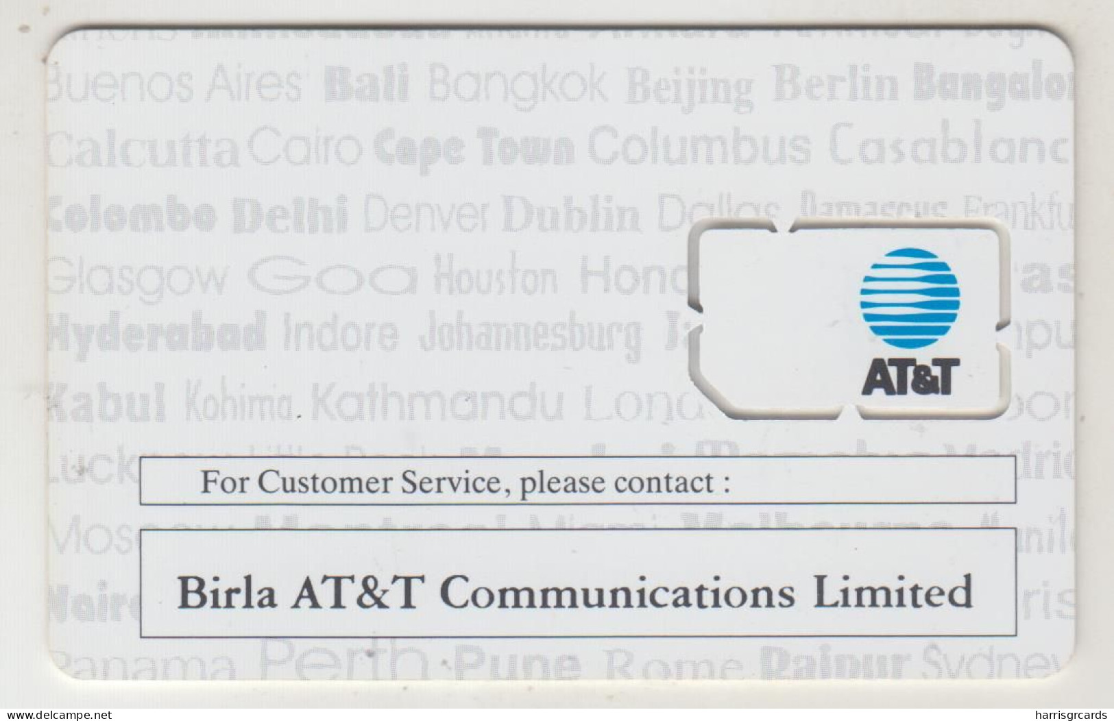 INDIA - AT&T Logo, Birla AT&T GSM Card , Mint - India