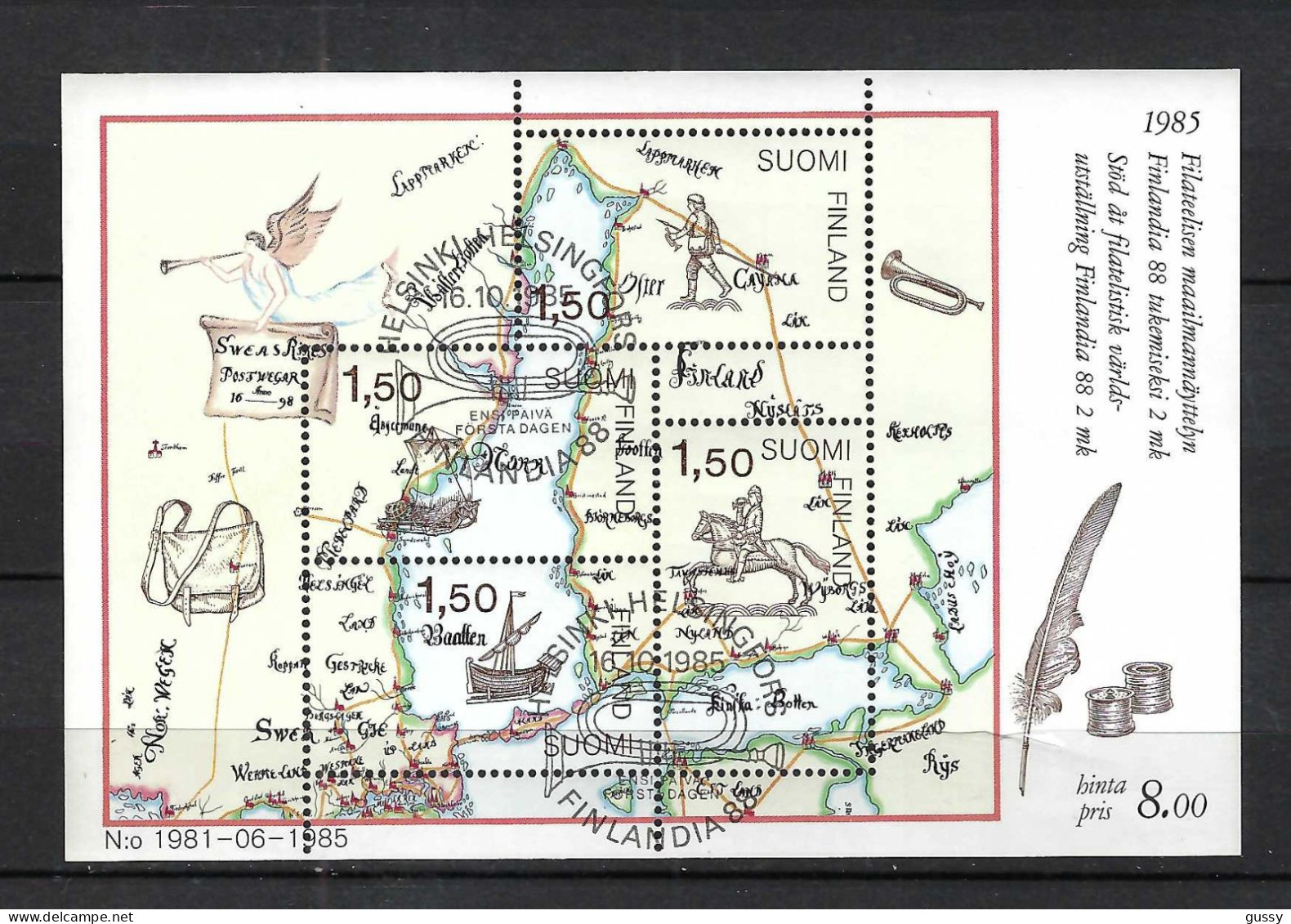 FINLANDE Ca.1985 Bloc Obl. CAD PJ - Blocs-feuillets