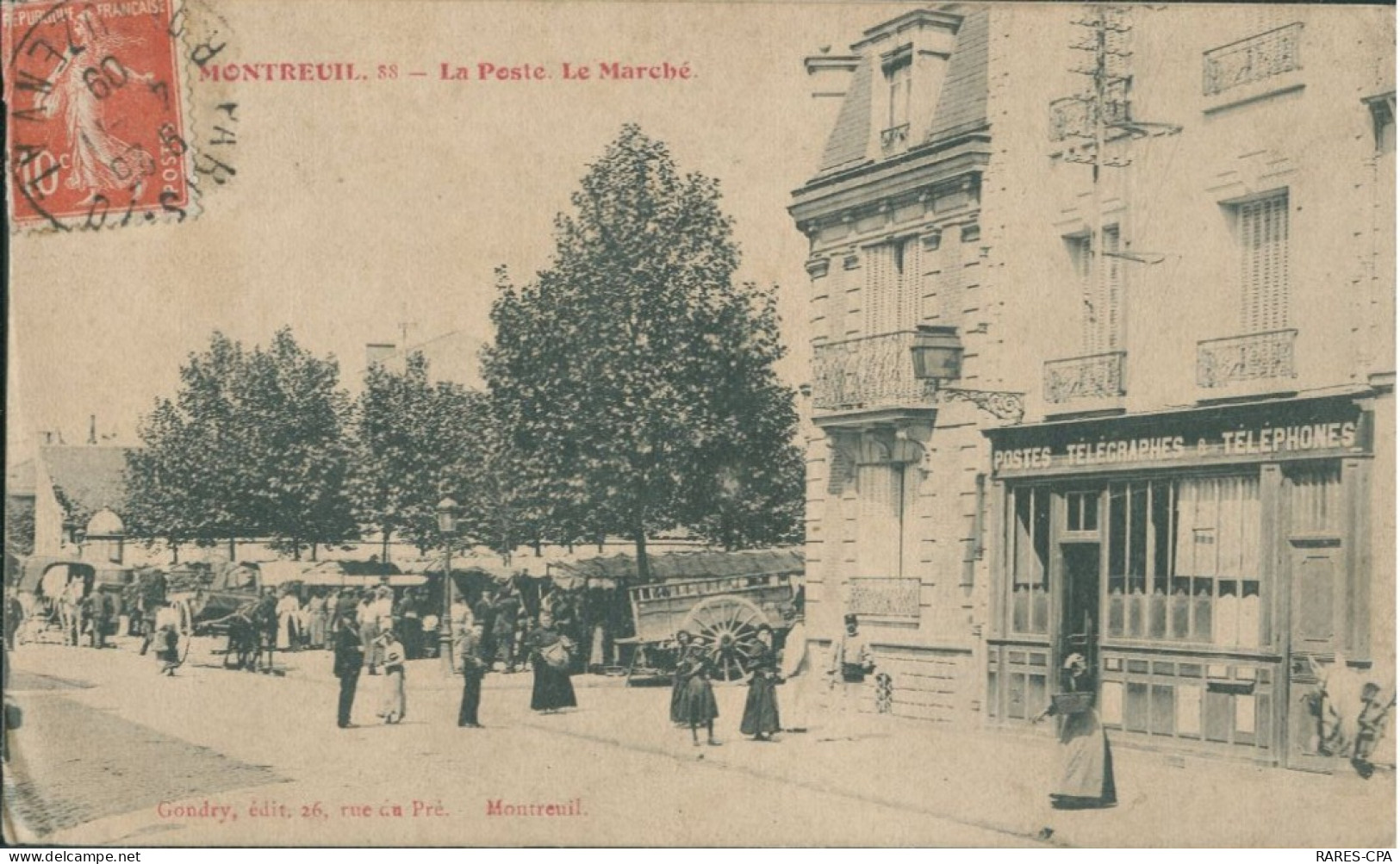 93 MONTREUIL - LA POSTE - LE MARCHE - Montreuil