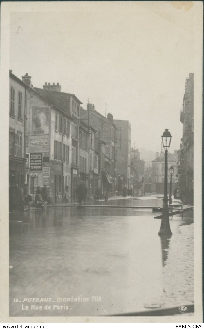 93 PUTEAUX - INONDATION 1910 - LA RUE DE PARIS - Autres & Non Classés